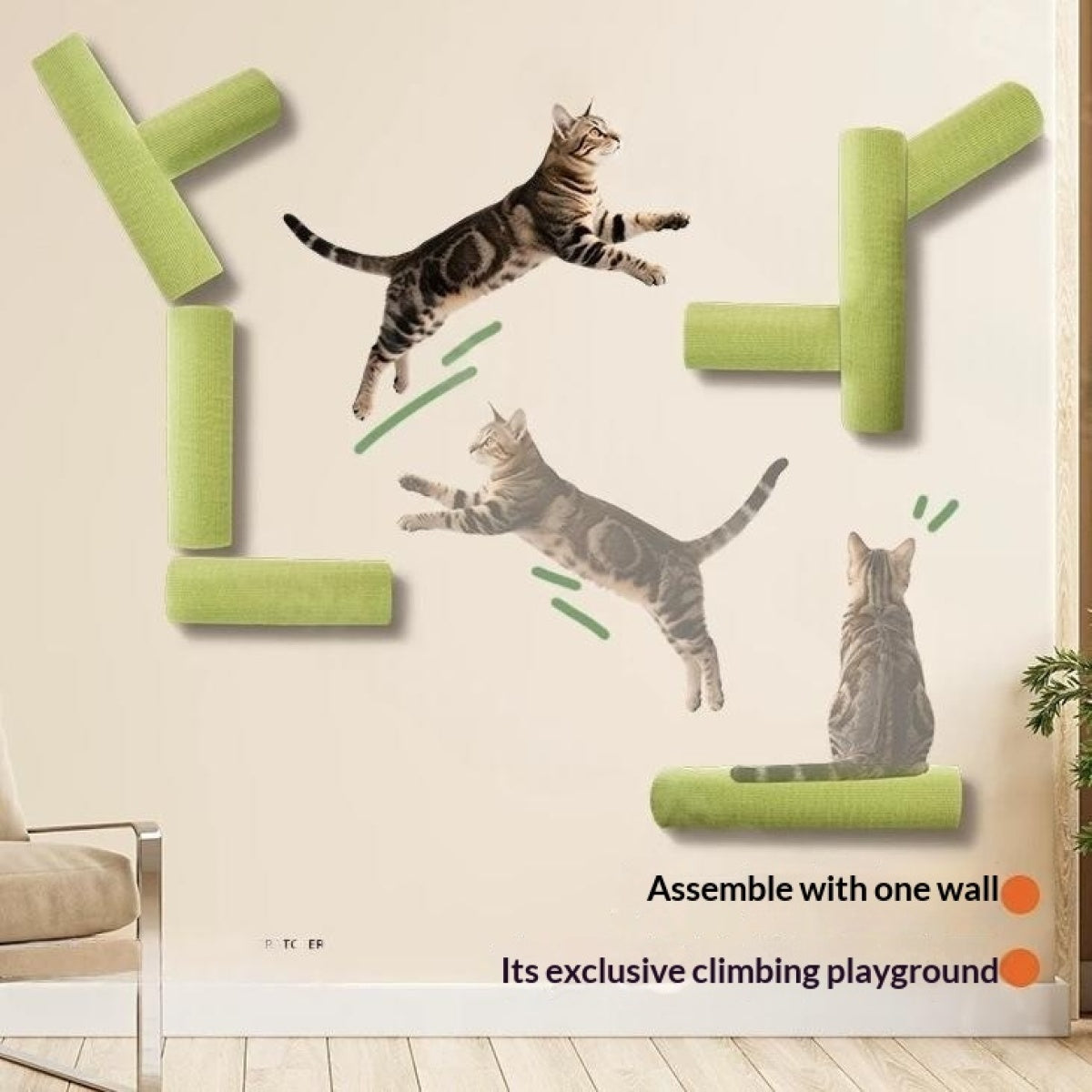 Wall-Mounted Cat Scratcher Climbing Wall